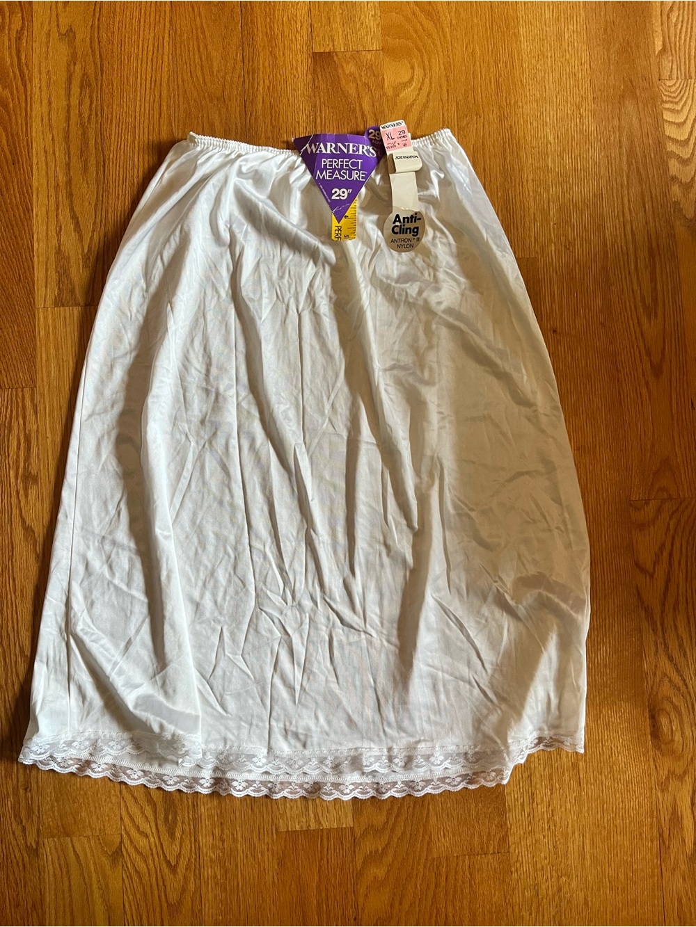 WARNER'S Vintage White Half Slip 29" Skirt Perfect Measure XL Lace Trim NWT